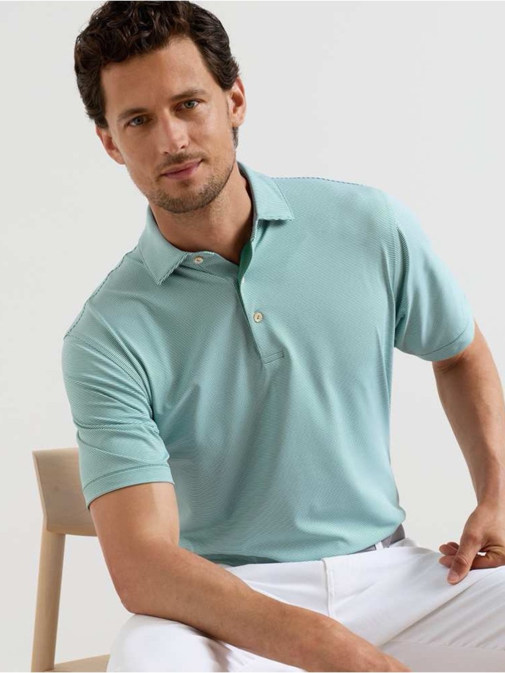 Peter Millar Jubilee Stripe Performance Jersey Polo With Logo Size XXL